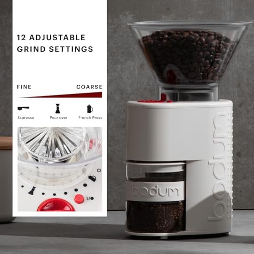 White conical burr grinder with preset timer — photo 4