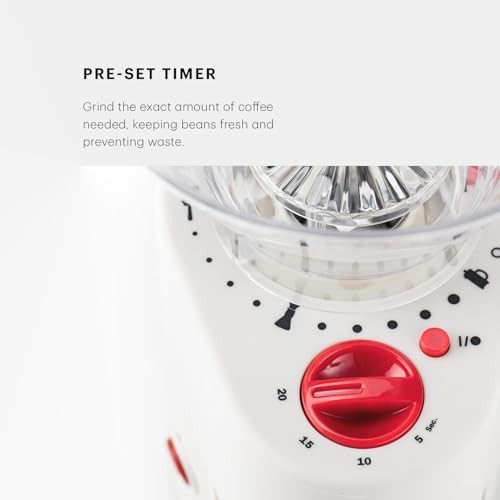 White conical burr grinder with preset timer — photo 5