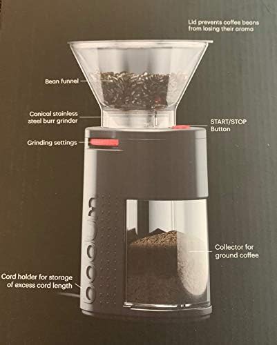 Black bistro electric conical burr coffee grinder — photo 3
