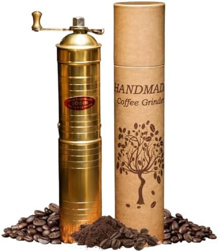 Portable brass conical burr grinder 9 in