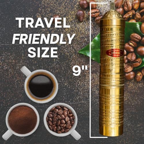Hammered brass manual Turkish coffee mill 9 in — photo 4