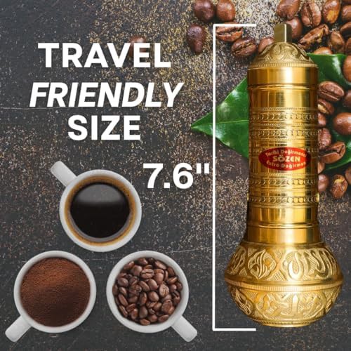 Hammered brass manual coffee mill 7.6 in — photo 3