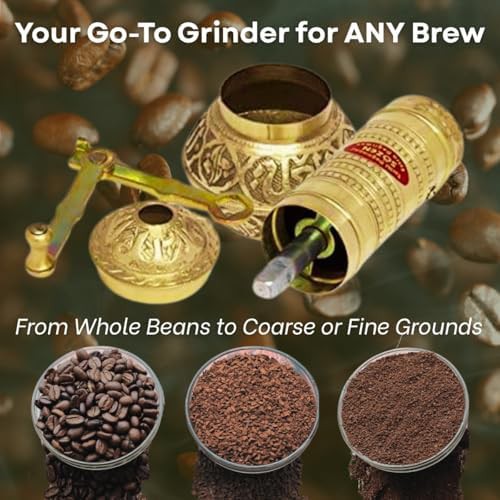 Hammered brass manual coffee mill 7.6 in — photo 4