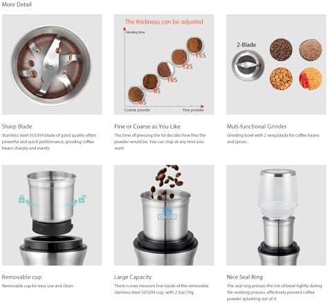 Electric Coffee and Spice Grinder with Detachable Cup — photo 3