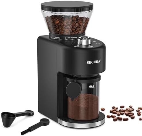 Secura black large electric burr grinder 35 settings