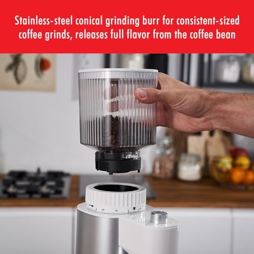 Silver electric burr coffee grinder with options — photo 4
