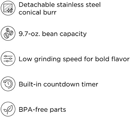 Black conical burr digital electric grinder — photo 4