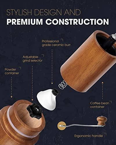 Portable wooden ceramic manual coffee grinder — photo 3