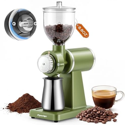 Cream style green flat burr grinder