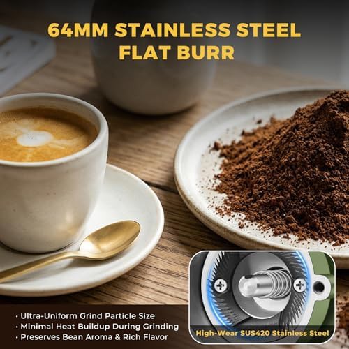 Cream style green flat burr grinder — photo 3