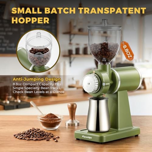 Cream style green flat burr grinder — photo 4