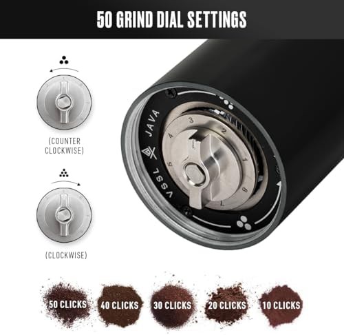 Black manual hand grinder with fifty settings — photo 3