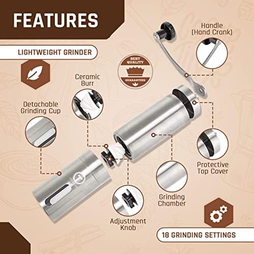 Stainless steel hand crank espresso grinder — photo 4