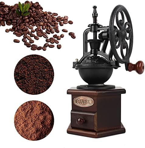 Brown wooden manual grinder with six deformation base