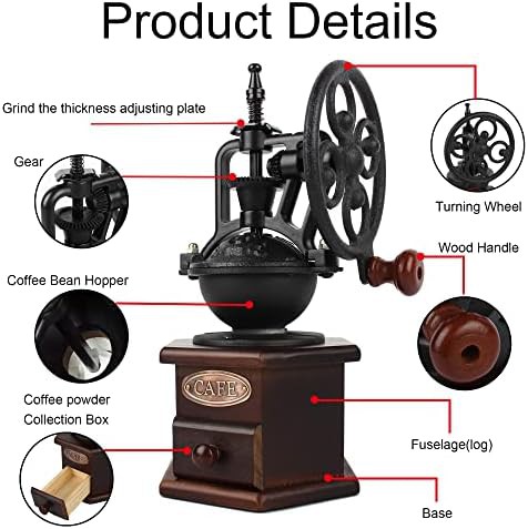 Brown wooden manual grinder with six deformation base — photo 3