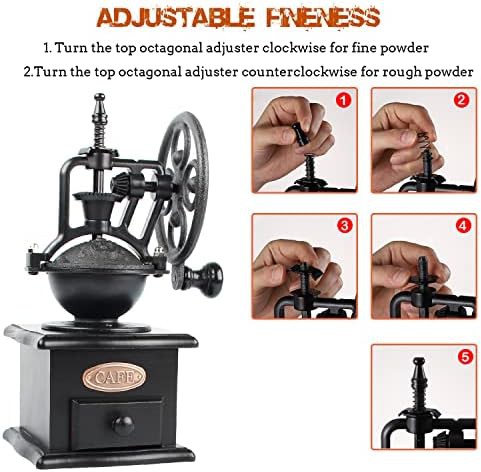 Black wooden manual grinder with four deformation base — photo 3
