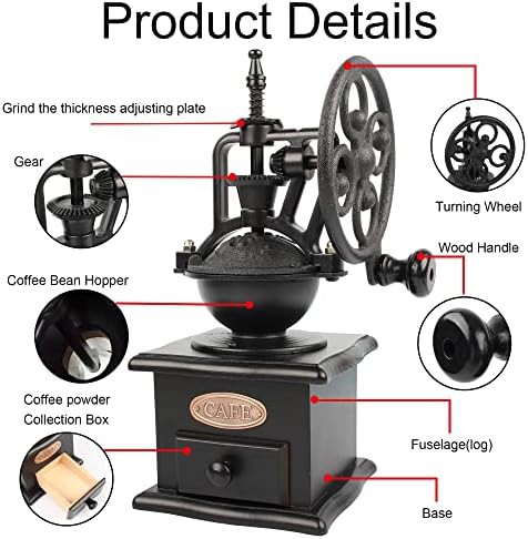 Black wooden manual grinder with four deformation base — photo 4