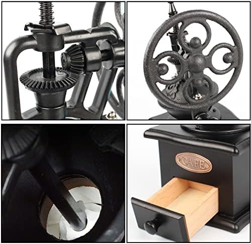 Black wooden manual grinder with four deformation base — photo 5