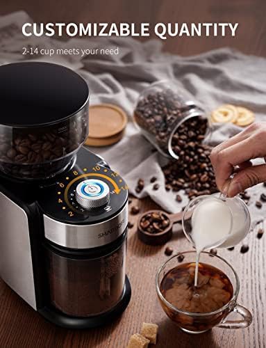 Silver automatic flat burr coffee grinder — photo 4