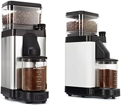 Matte white flat burr electric grinder — photo 4