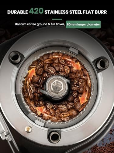 Black flat burr grinder with lockable dial — photo 3