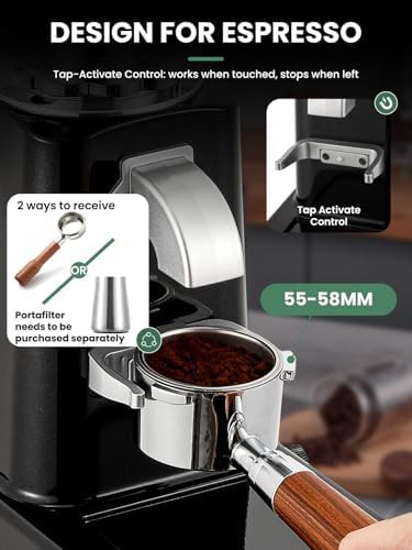 Black flat burr grinder with lockable dial — photo 4