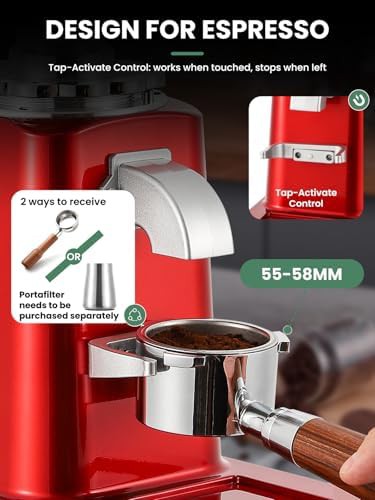 Red flat burr grinder with lockable dial — photo 4