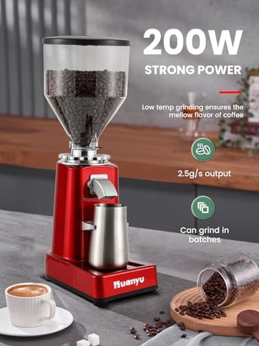 Red flat burr grinder with lockable dial — photo 5