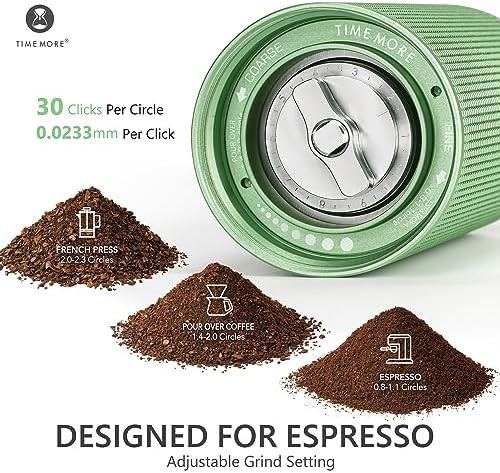 Green foldable handle conical burr coffee grinder — photo 3