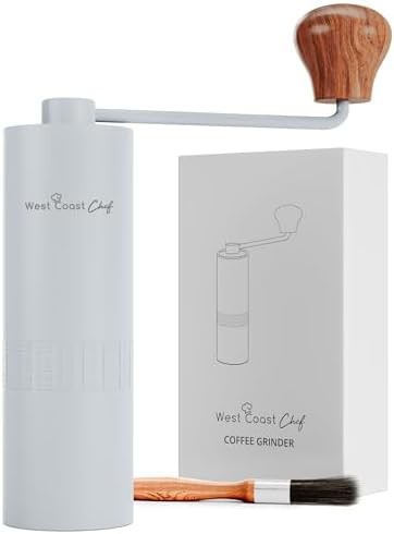 White Aluminum Manual Burr Coffee Grinder