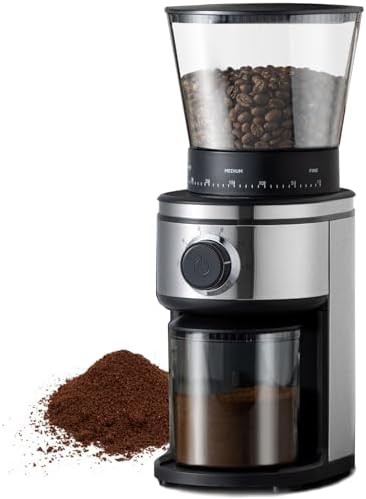 Electric conical silver coffee grinder