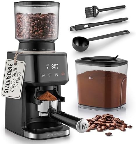 Touchscreen conical espresso grinder with timer