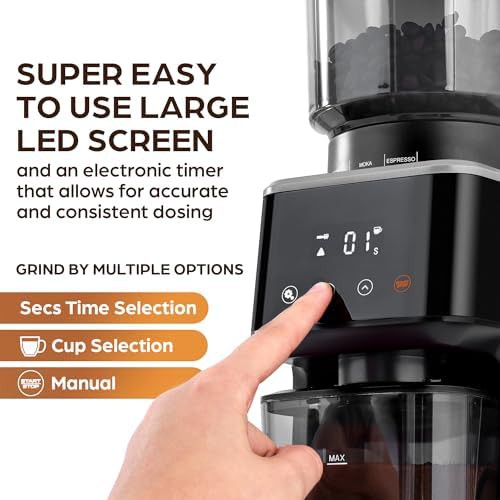 Touchscreen conical espresso grinder with timer — photo 4