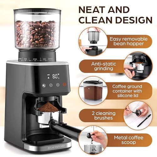Touchscreen conical espresso grinder with timer — photo 5