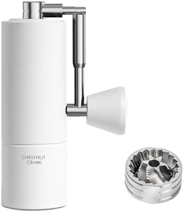White conical burr hand coffee grinder