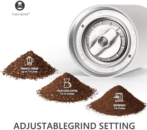 White conical burr hand coffee grinder — photo 4