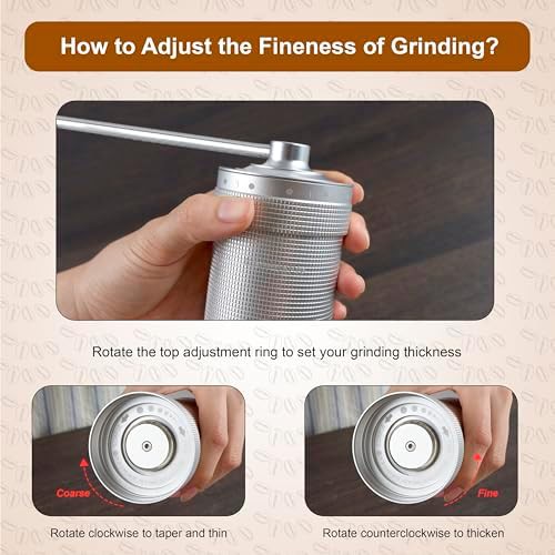 Heptagonal conical burr manual aluminum grinder — photo 3