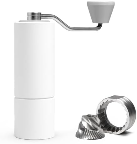 White manual stainless steel conical coffee grinder