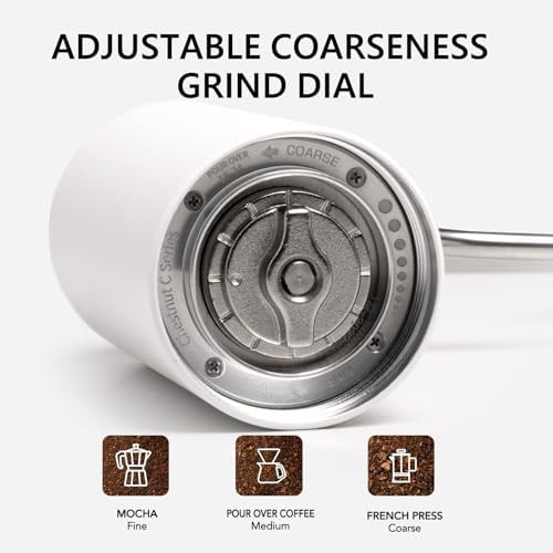 White manual stainless steel conical coffee grinder — photo 4