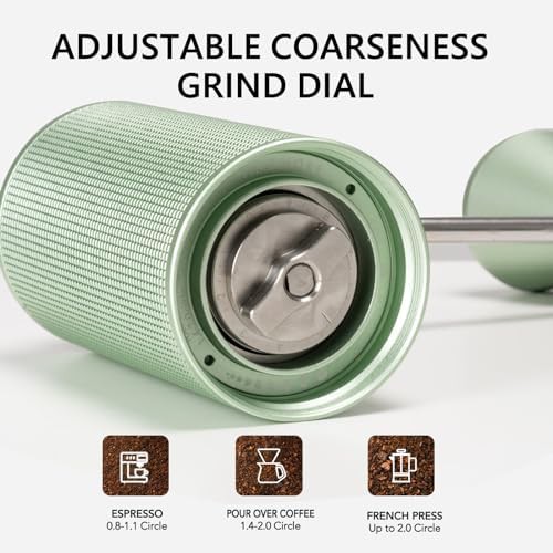 Green internal adjustable espresso coffee grinder — photo 4
