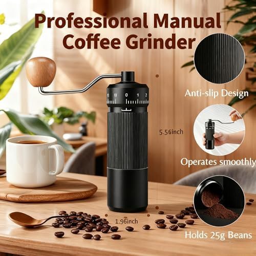 Black manual conical burr travel grinder — photo 4