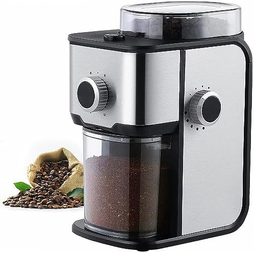 Flat burr stainless steel coffee grinder