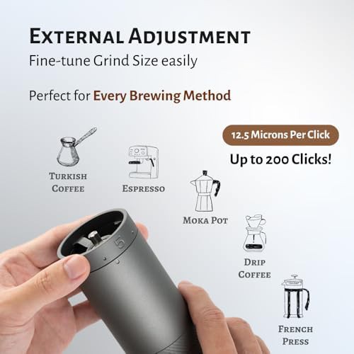 Space gray portable manual coffee mill — photo 3