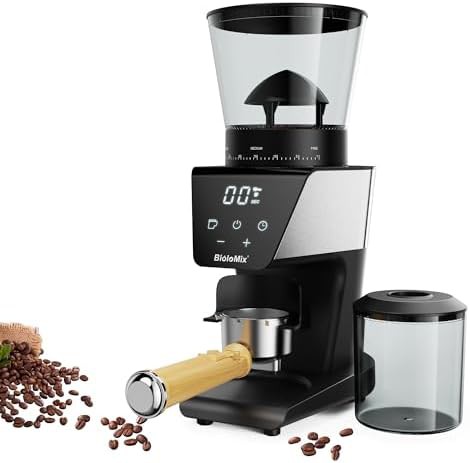 BioloMix black touchscreen conical burr grinder