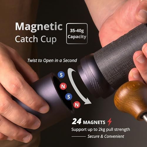 Iron gray manual espresso grinder with magnetic catch cup — photo 4
