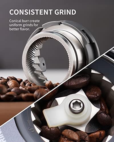 Brushed stainless touchscreen conical burr grinder with timer — photo 4