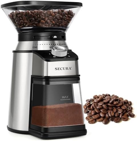 Secura stainless steel conical burr grinder 17 settings