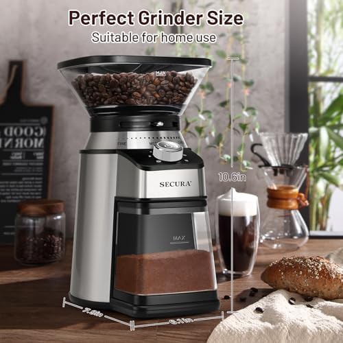 Secura stainless steel conical burr grinder 17 settings — photo 4