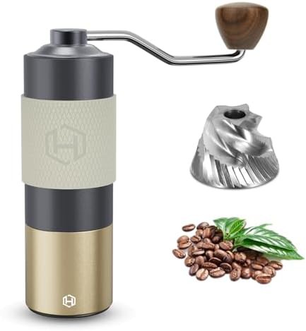 Hand crank conical burr stainless steel coffee mill