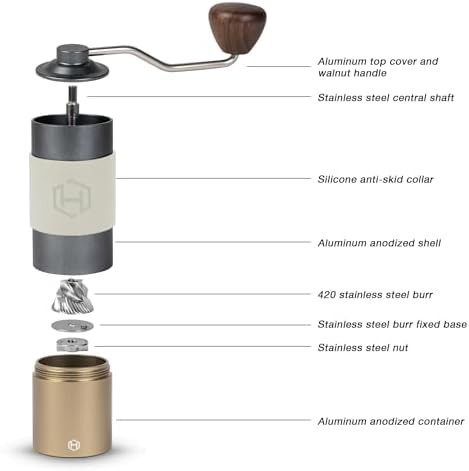 Hand crank conical burr stainless steel coffee mill — photo 3
